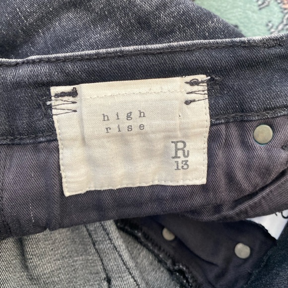 R13 high rise skinny jeans in Morrison Black - Picture 10 of 13